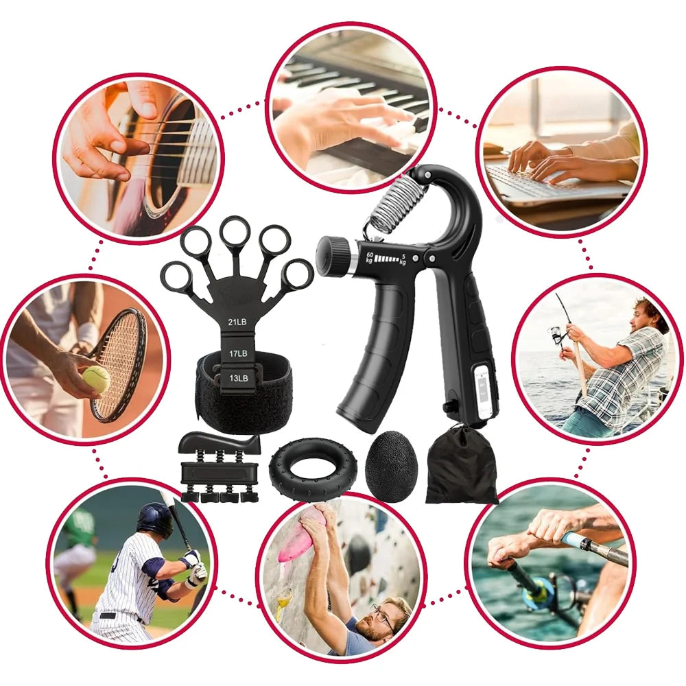 Counting Grip Strength Trainer Set with Finger Exerciser