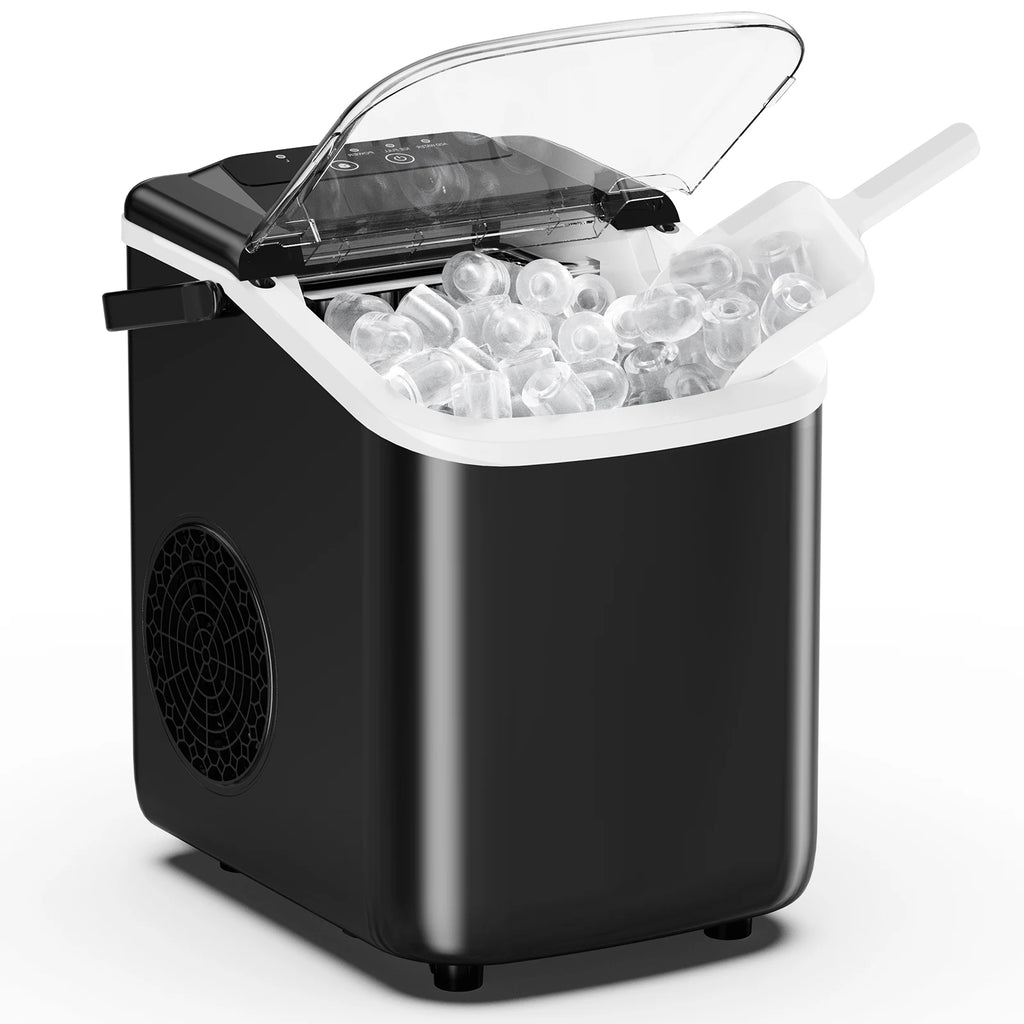 Compact Countertop Ice Maker with Scoop & Basket – 26.5 lbs/Day