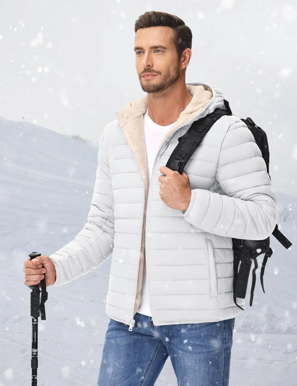 MoveX Sherpa-Lined Hooded Puffer Jacket