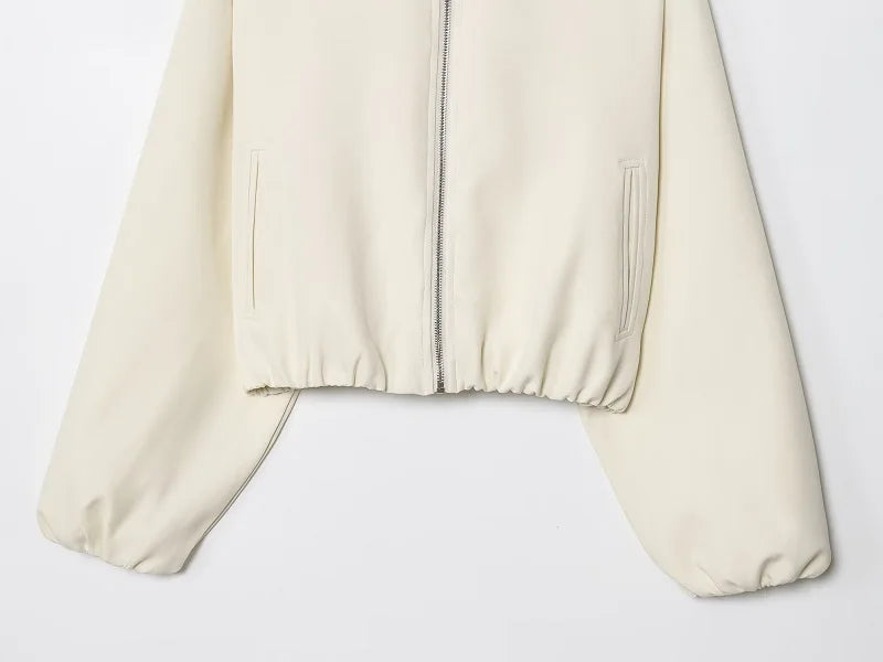 MoveX Women's Cropped Puffer Bomber Jacket