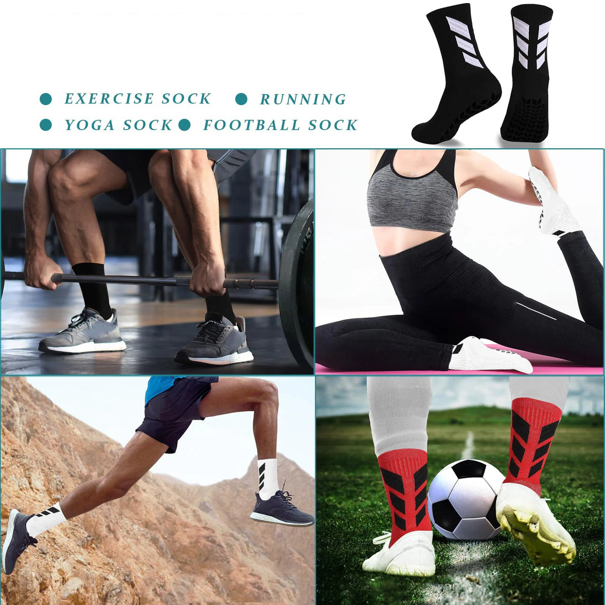 MoveX Anti-Slip Grip Sports Socks