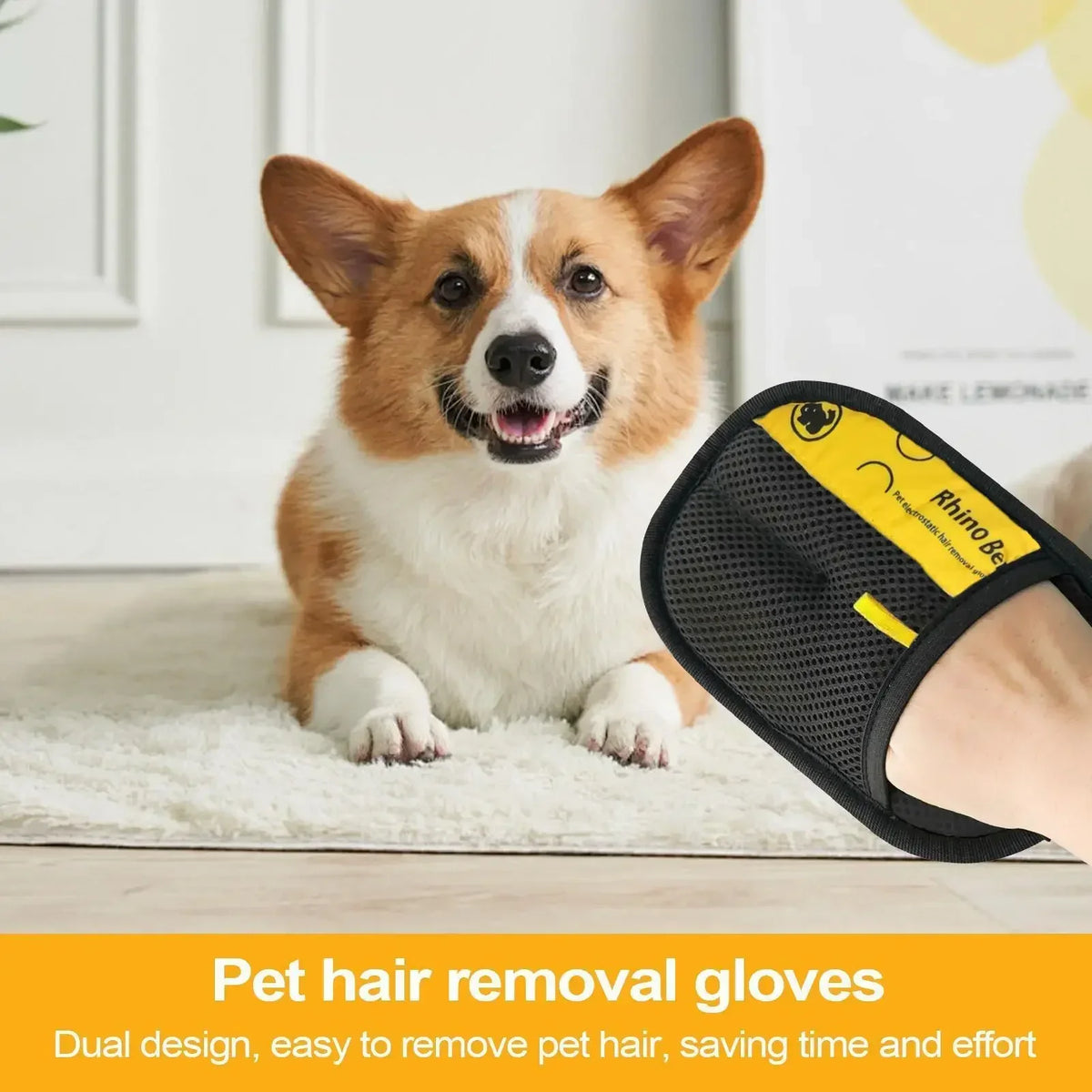 Pet Hair Remover Grooming Glove for Dogs & Cats