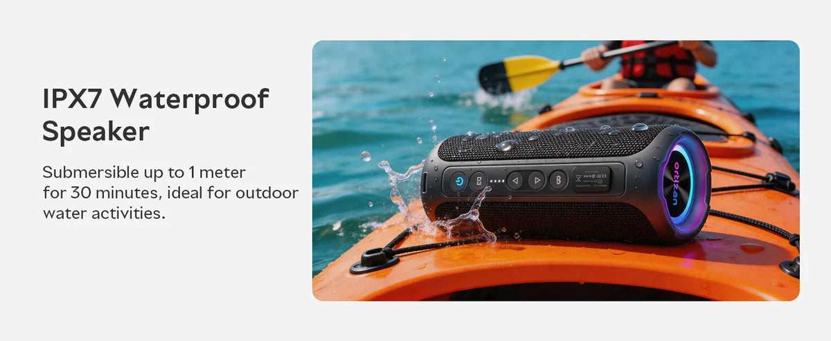 Ortizan 40W Portable Bluetooth Speaker – IPX7 Waterproof, RGB Lights