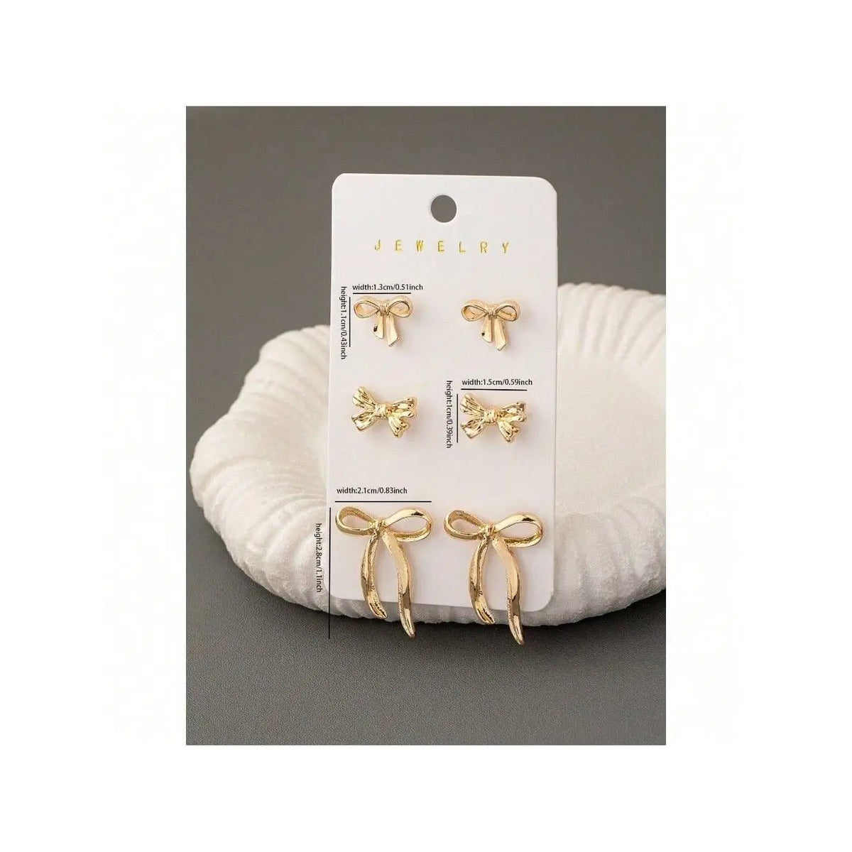 MoveX Gold Bow Stud Earrings Set – 3 Pairs
