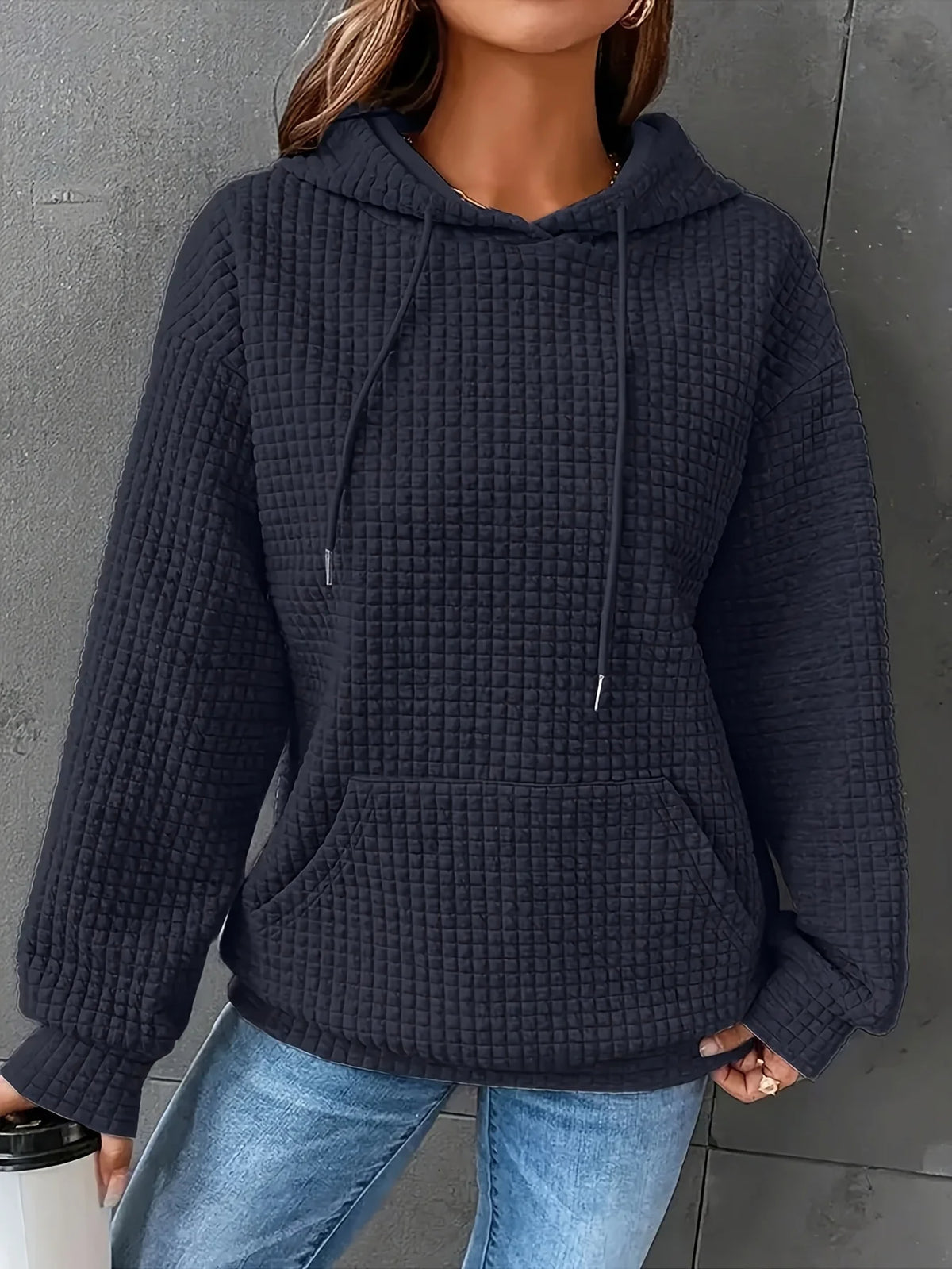 MoveX Women's Cropped Waffle-Knit Hoodie