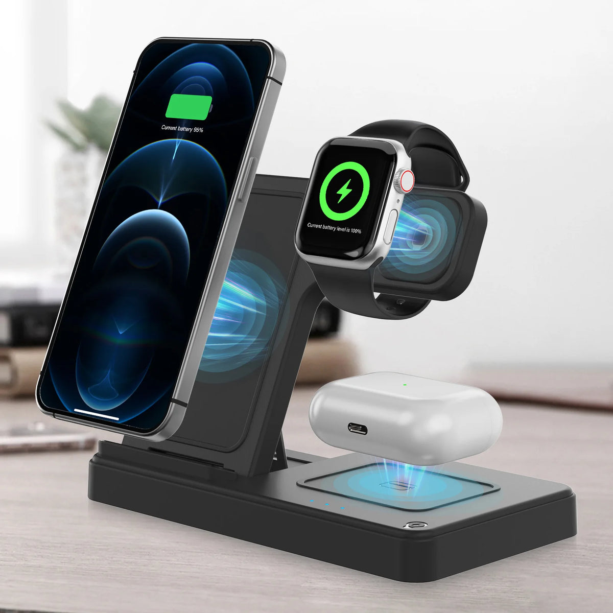 3-in-1 Foldable Magnetic Wireless Charging Station for iPhone, Watch & AirPods