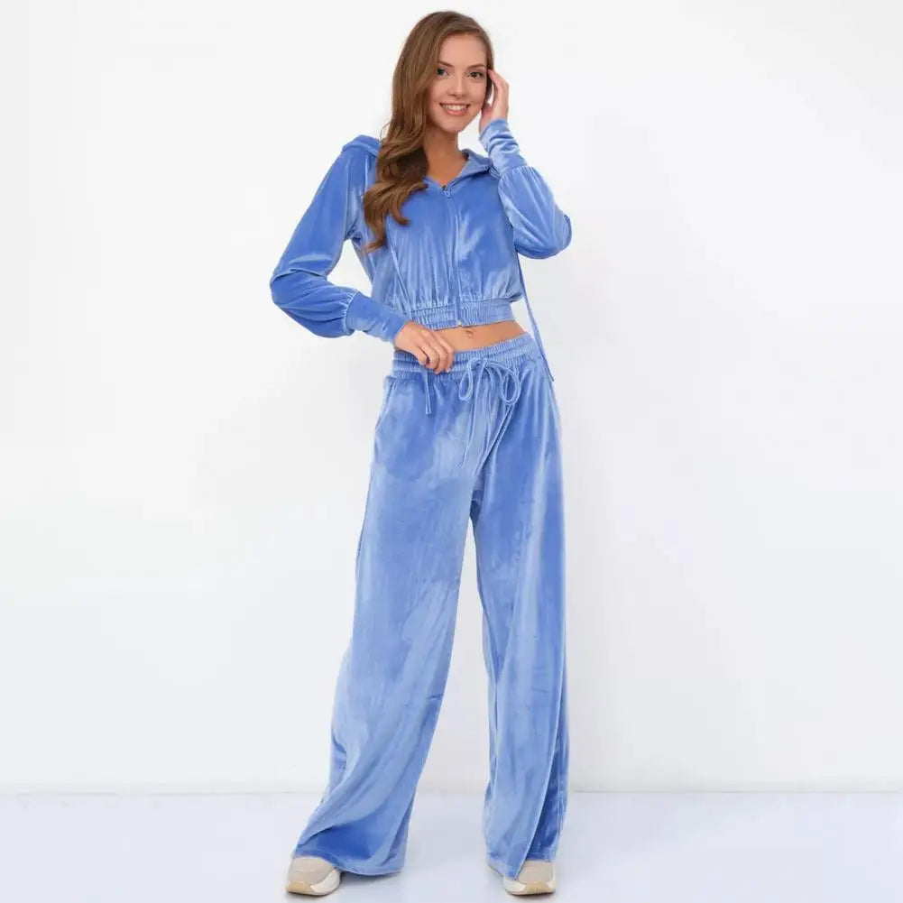 MoveX Women's Velour Zip-Up Tracksuit Set