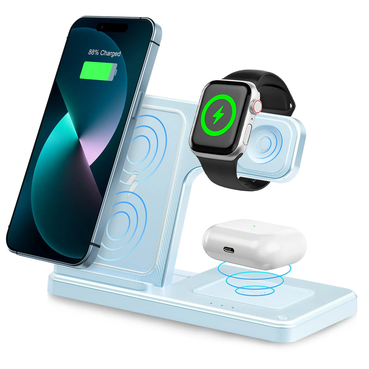 3-in-1 Foldable Magnetic Wireless Charging Station for iPhone, Watch & AirPods