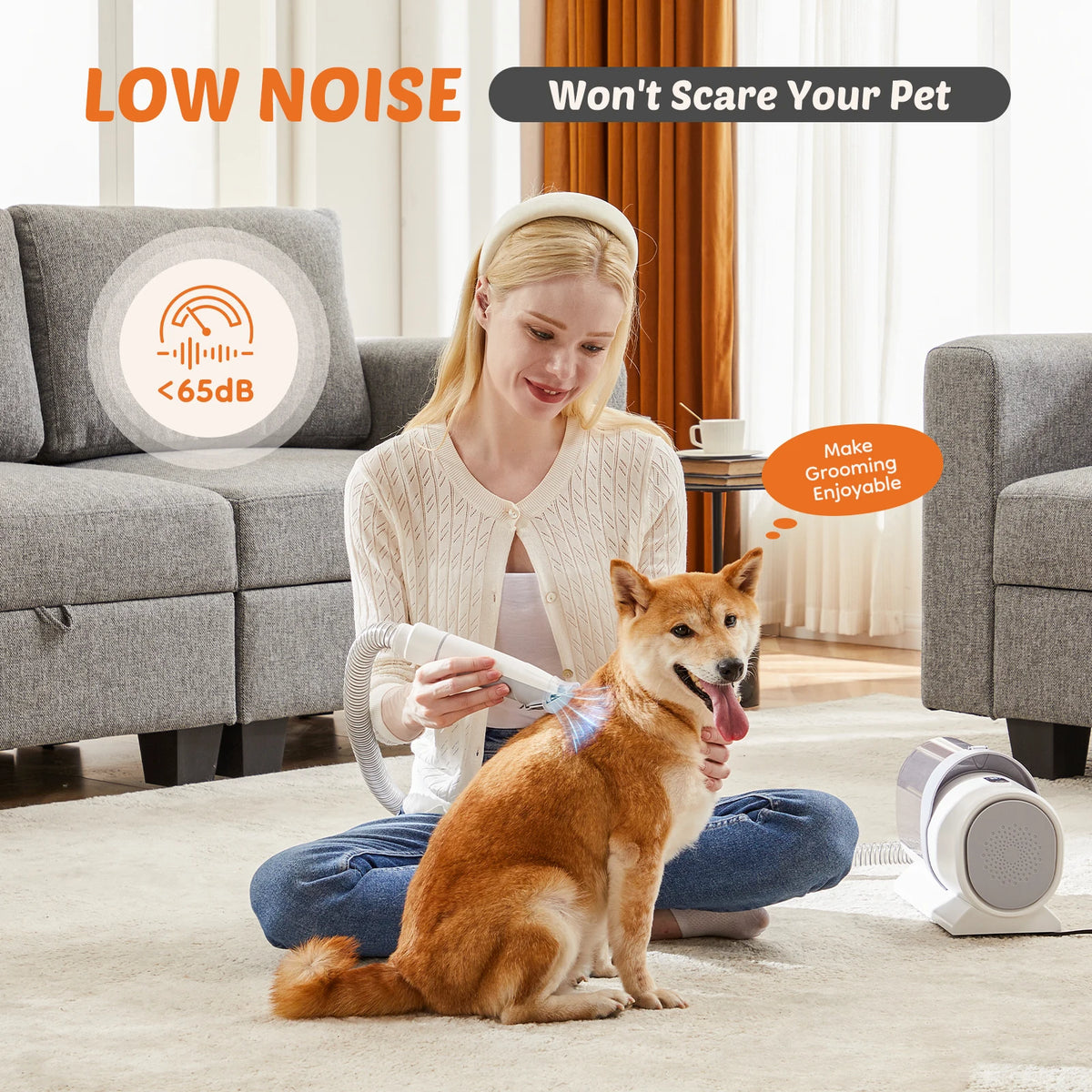 Professional Pet Grooming Vacuum Kit – 2.5L, 5 Tools, Low-Noise Clippers