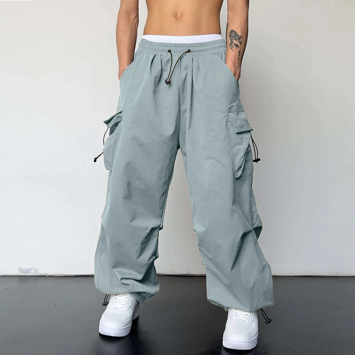 MoveX Y2K Wide-Leg Parachute Cargo Pants