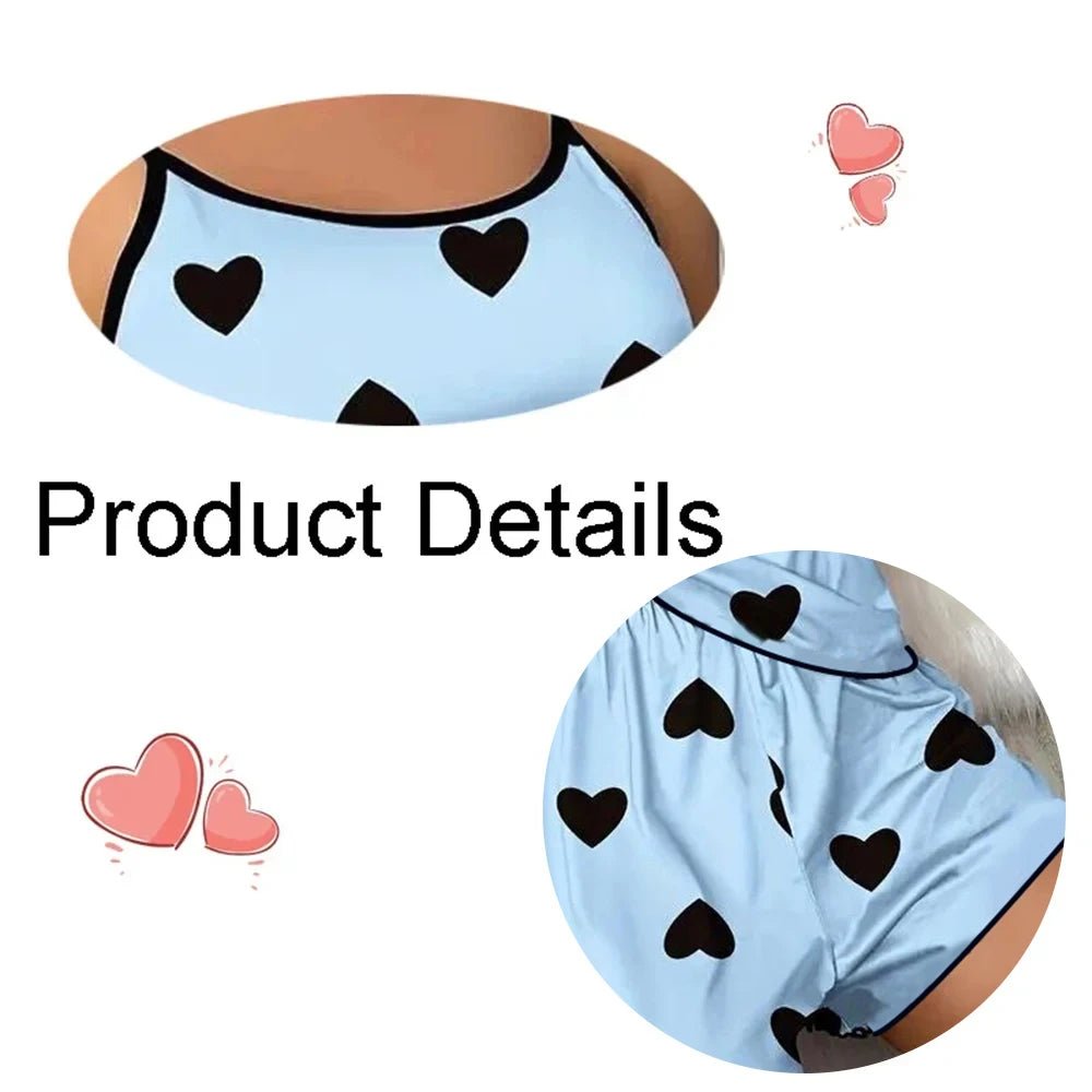 MoveX Women's Heart Print Tee & Shorts Pajama Set