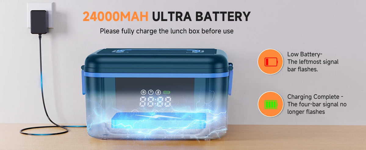 Cordless Self-Heating Electric Lunch Box – 1.4L, Rechargeable