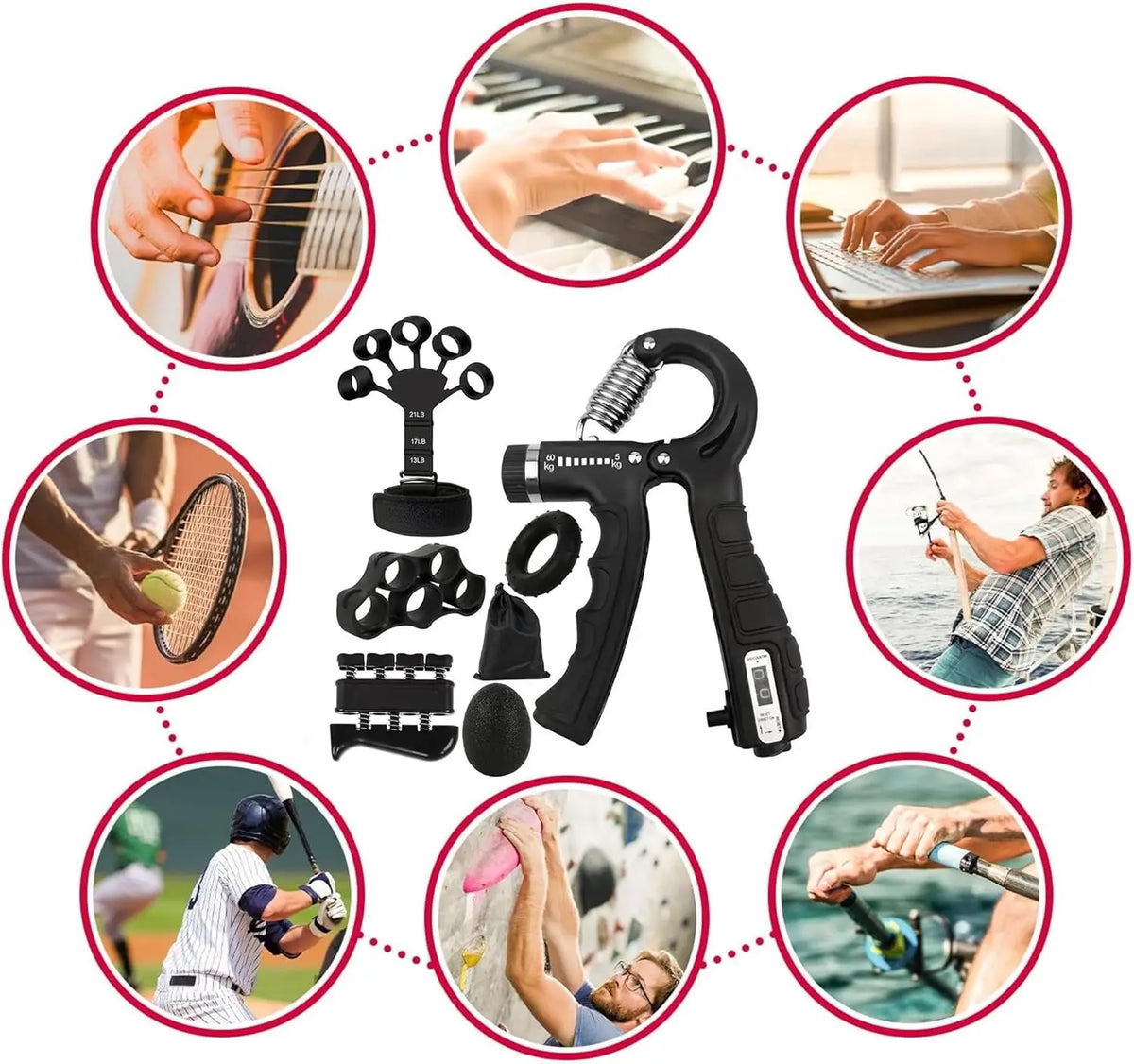 Counting Grip Strength Trainer Set with Finger Exerciser