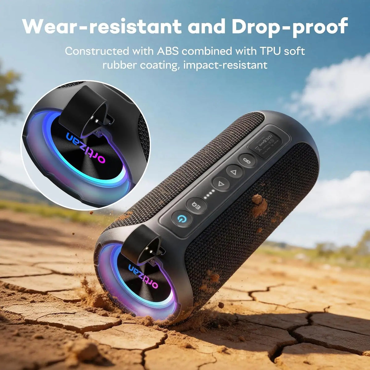 Ortizan 40W Portable Bluetooth Speaker – IPX7 Waterproof, RGB Lights