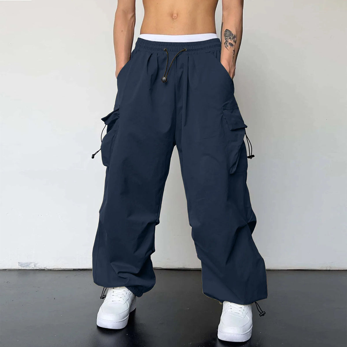 MoveX Y2K Wide-Leg Parachute Cargo Pants