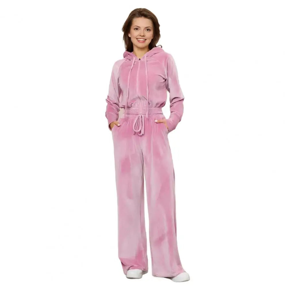 MoveX Women's Velour Zip-Up Tracksuit Set