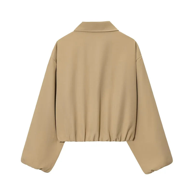 MoveX Women's Cropped Puffer Bomber Jacket