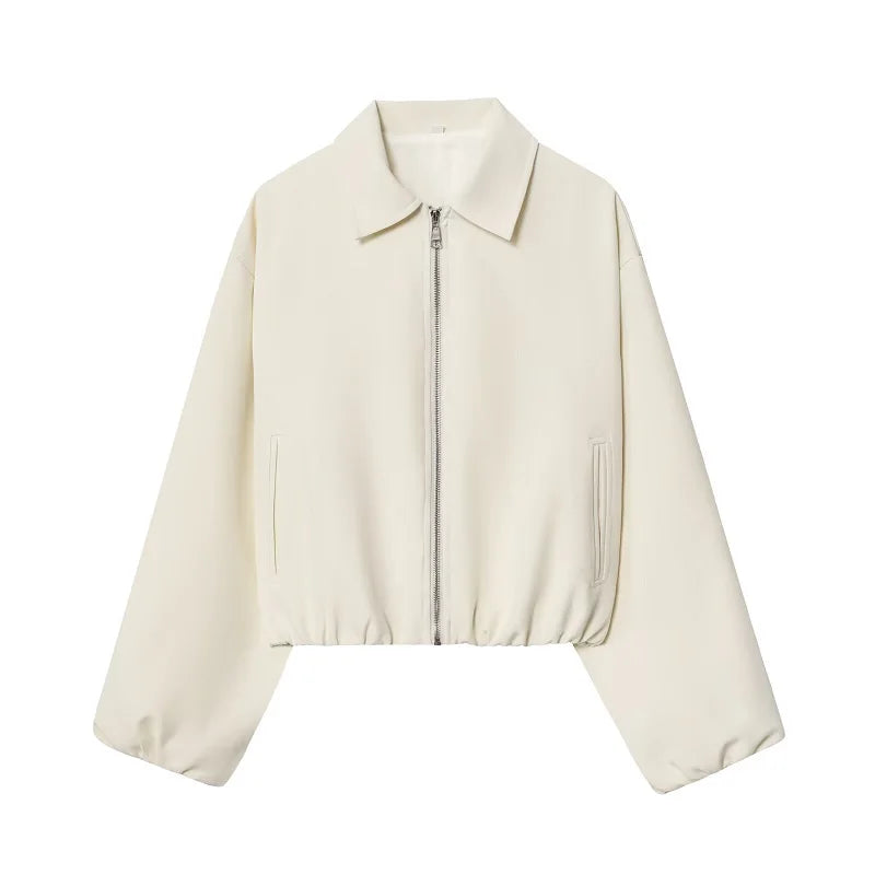 MoveX Women's Cropped Puffer Bomber Jacket