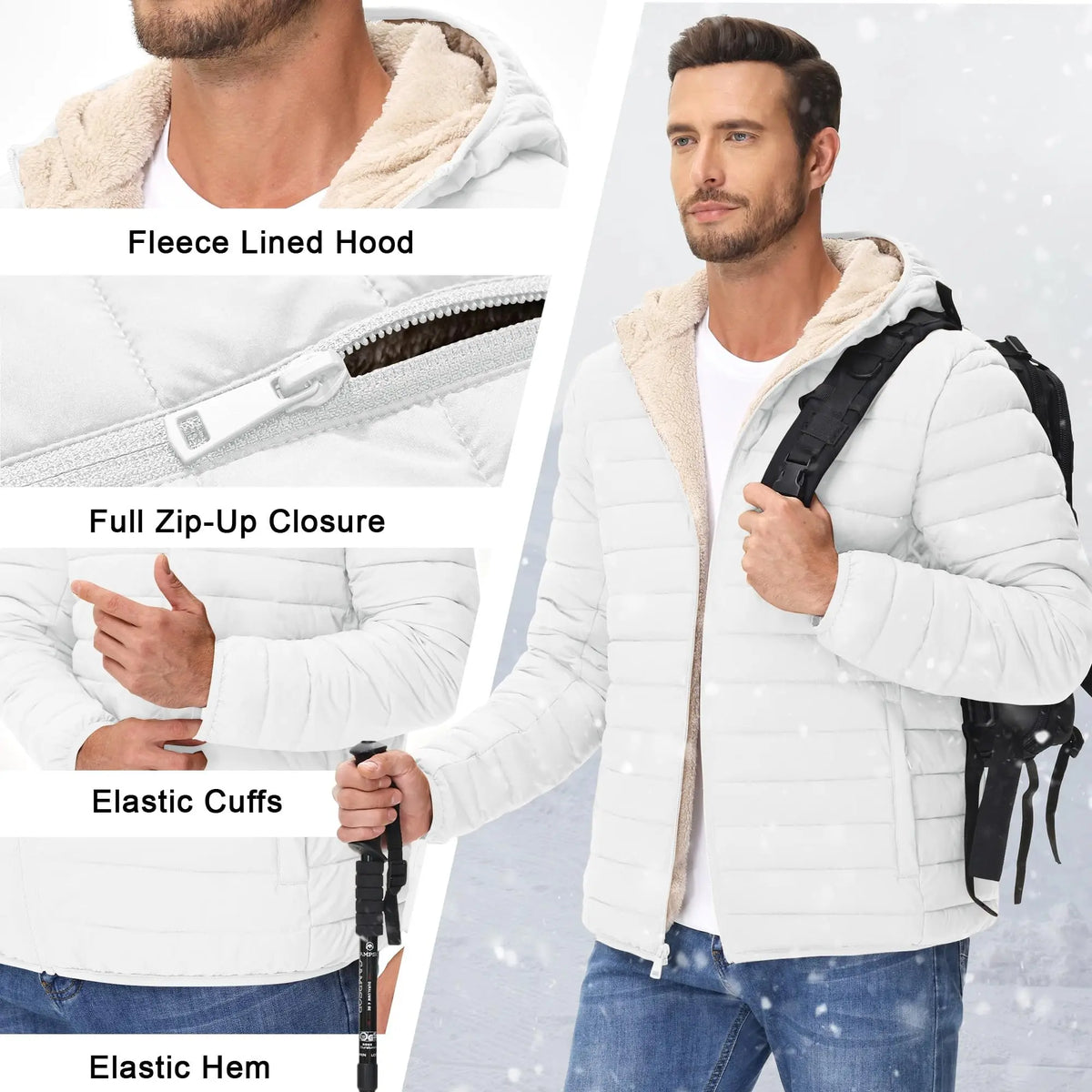 MoveX Sherpa-Lined Hooded Puffer Jacket