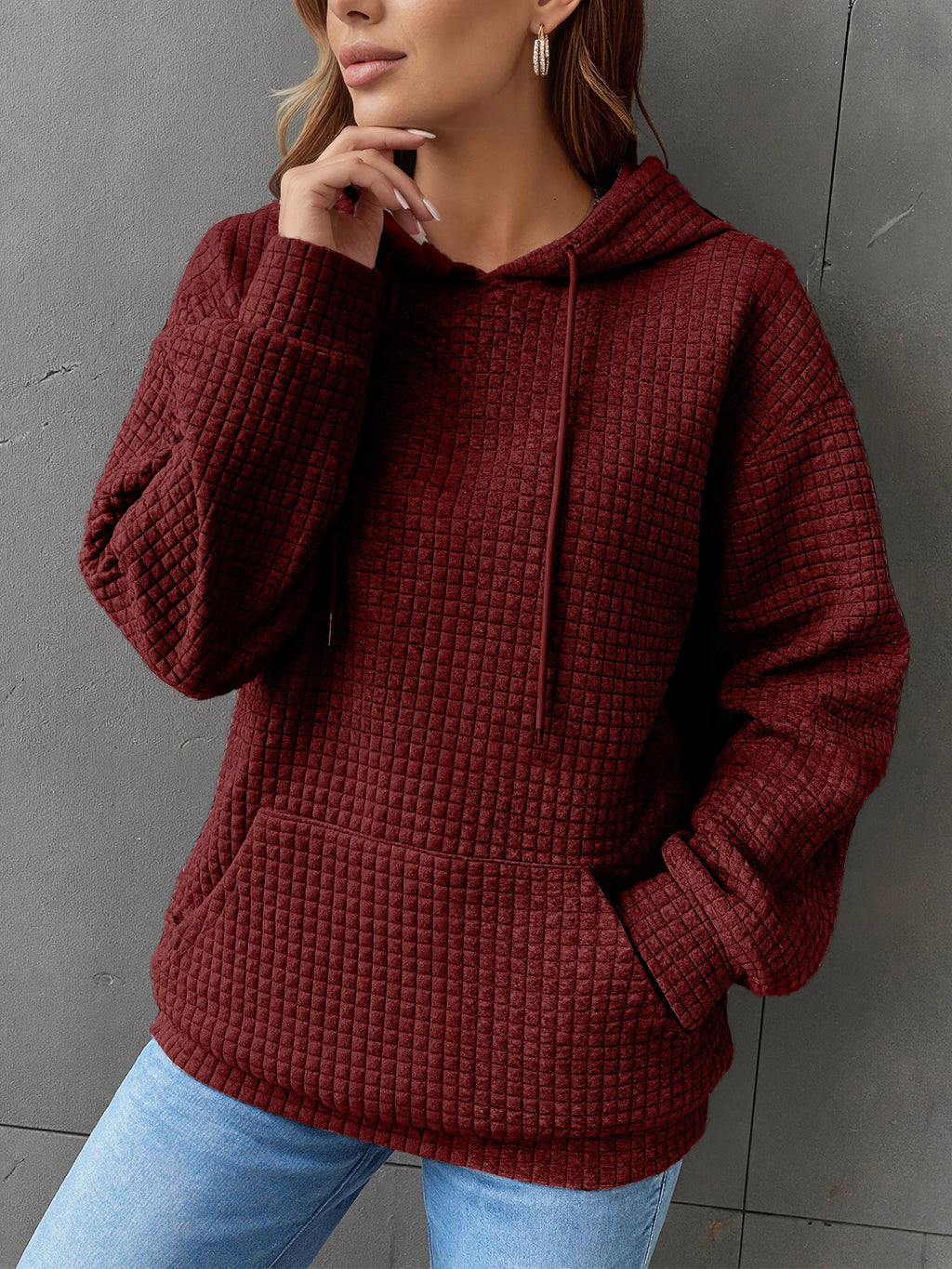 MoveX Women's Cropped Waffle-Knit Hoodie