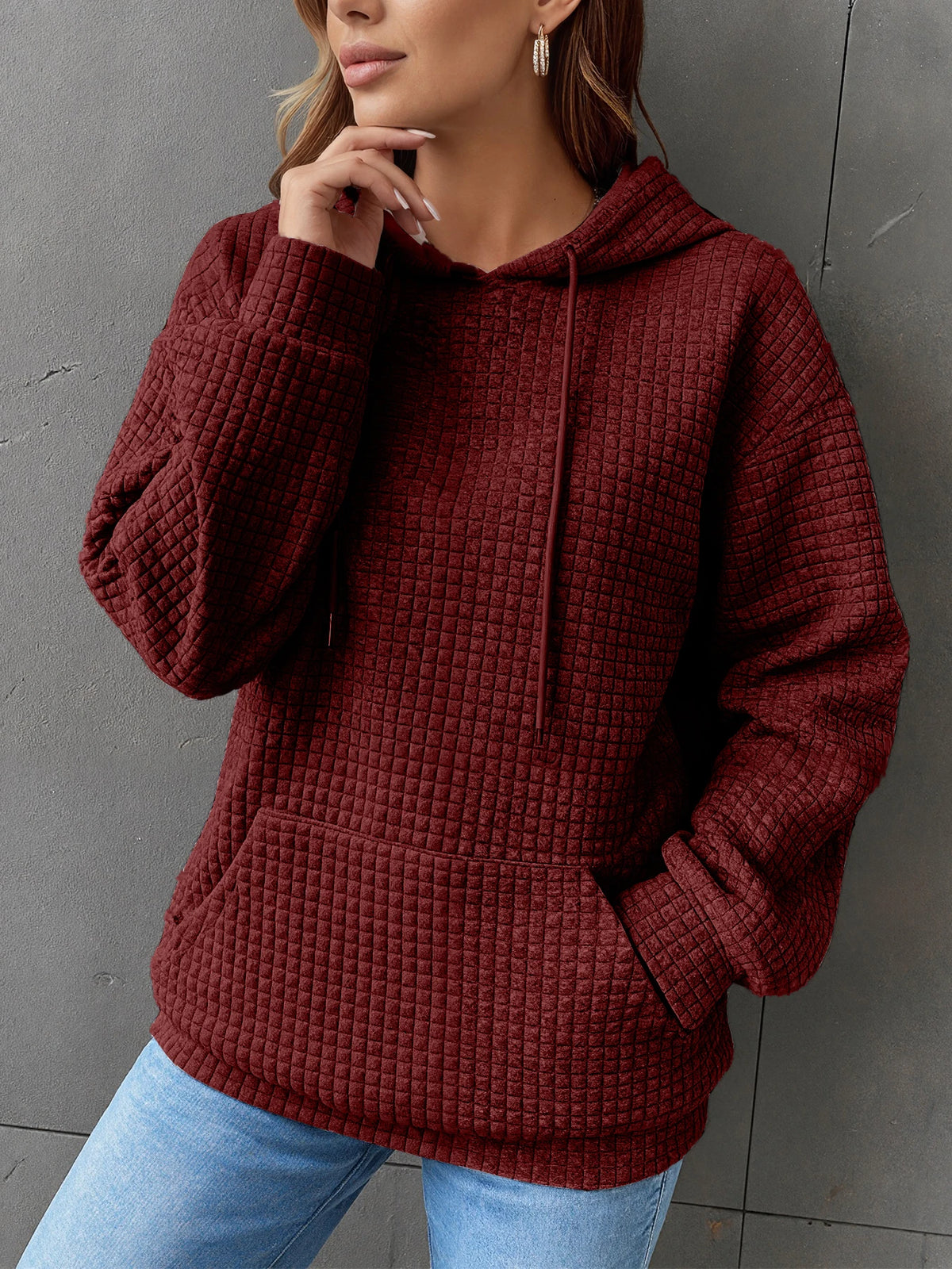 MoveX Women's Cropped Waffle-Knit Hoodie