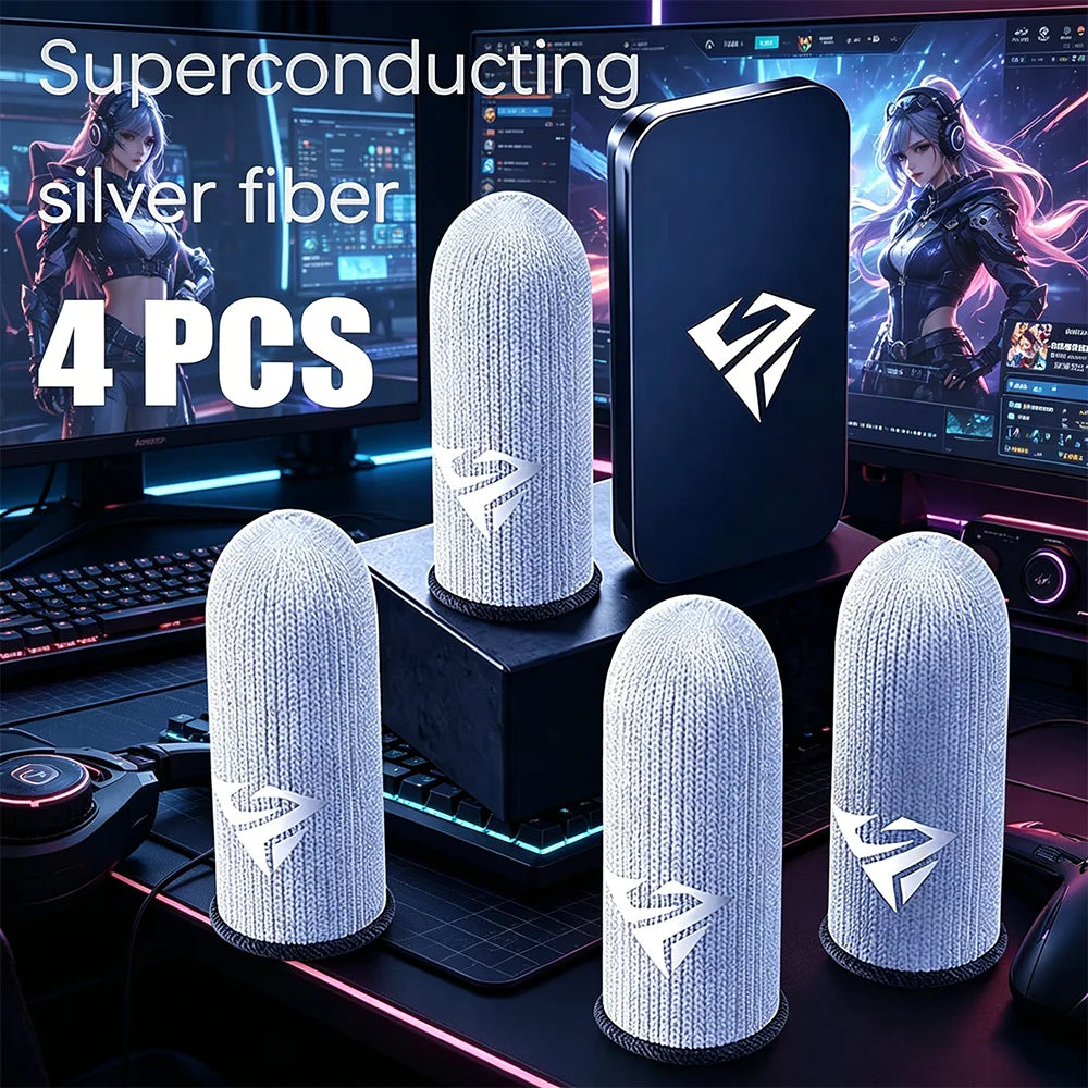 Mobile Gaming Finger Sleeves – Sweatproof Silver Fiber