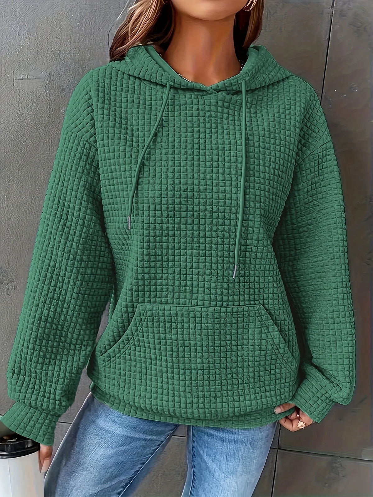 MoveX Women's Cropped Waffle-Knit Hoodie