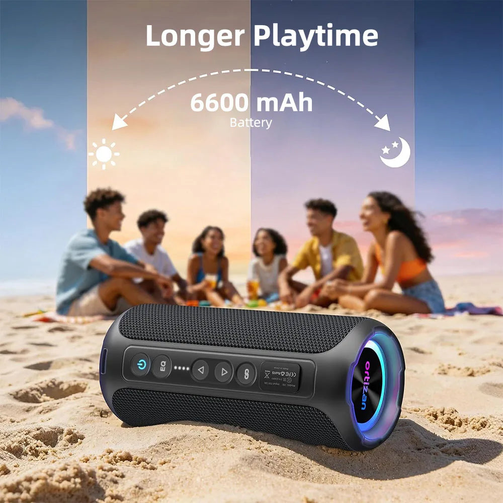 Ortizan 40W Portable Bluetooth Speaker – IPX7 Waterproof, RGB Lights