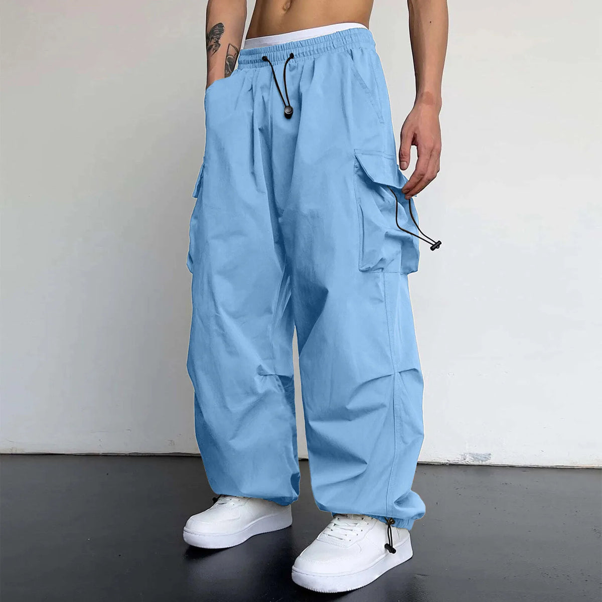 MoveX Y2K Wide-Leg Parachute Cargo Pants