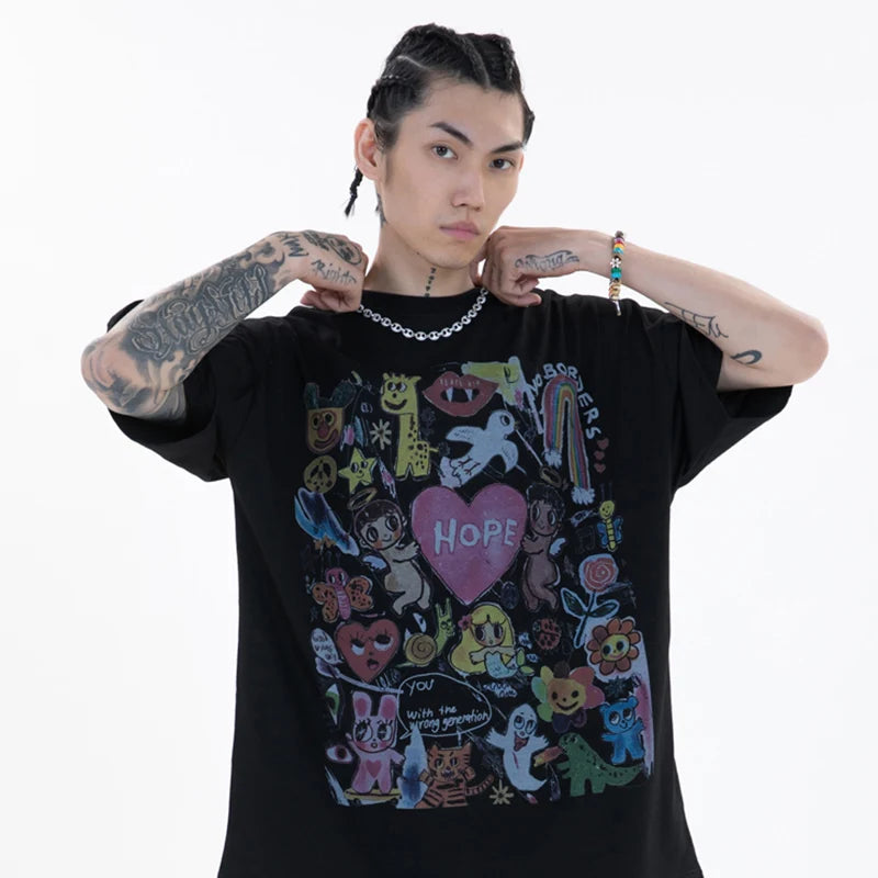MoveX Harajuku Oversized Graphic Heavyweight Tee