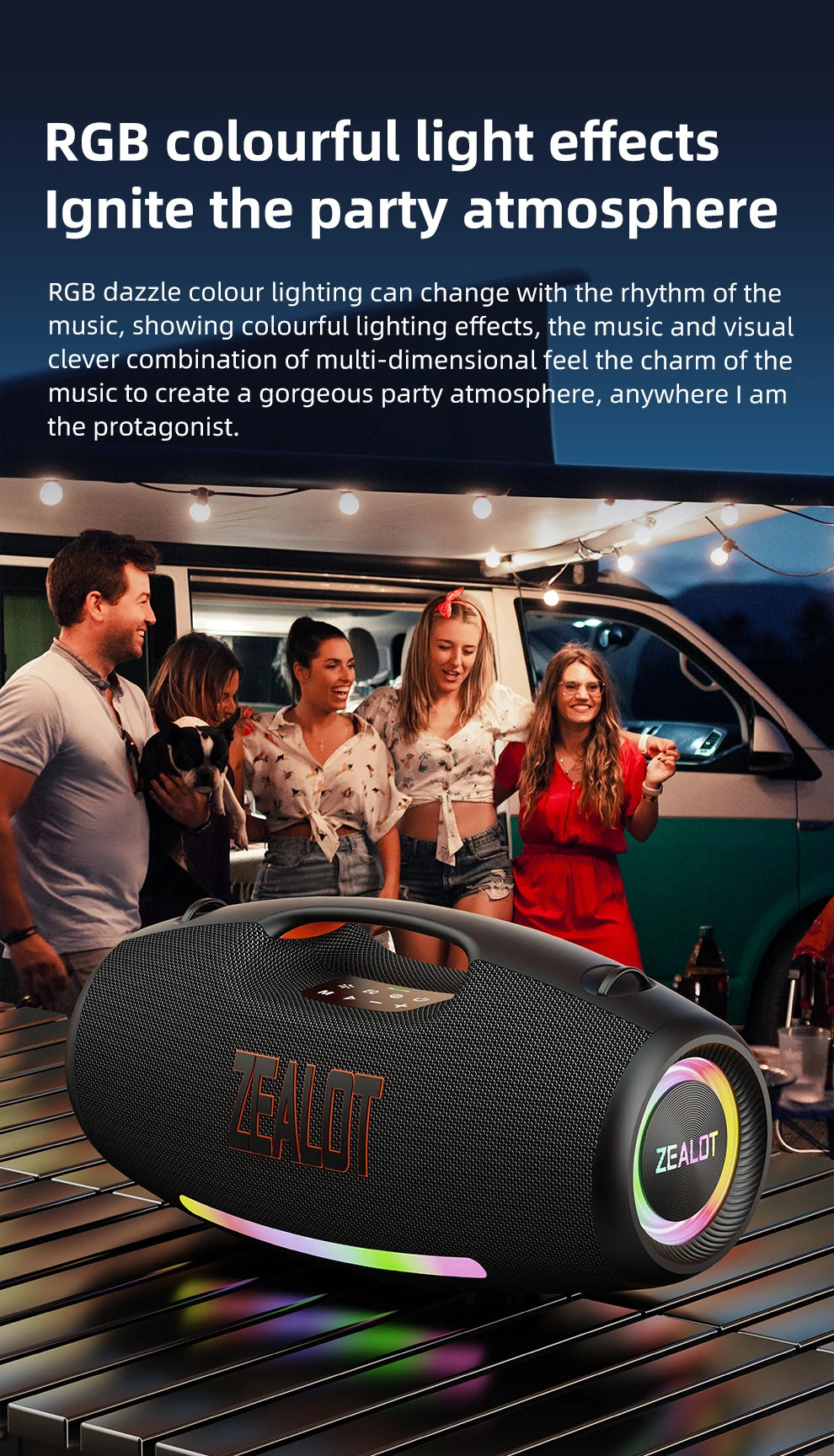 ZEALOT S89 250W Waterproof Portable Bluetooth Speaker with Deep Bass