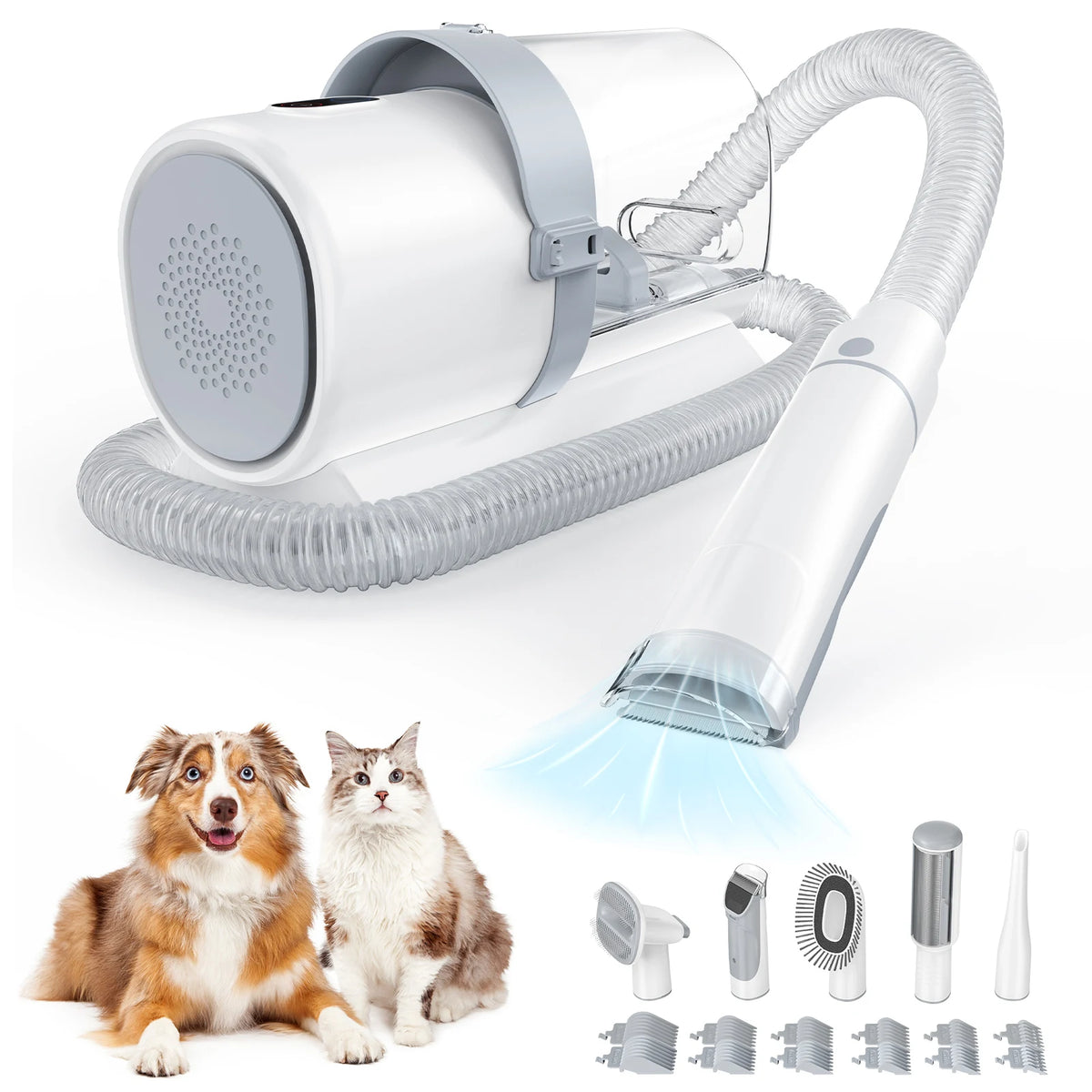 Professional Pet Grooming Vacuum Kit – 2.5L, 5 Tools, Low-Noise Clippers