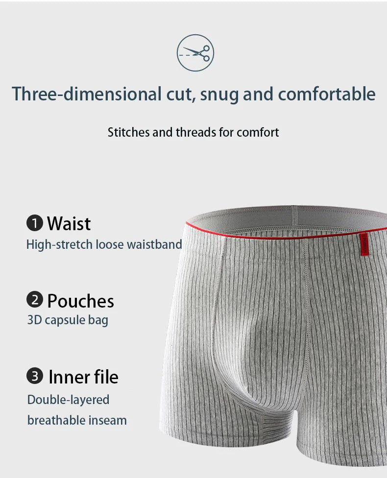 MoveX Men's Striped Boxers 4-Pack