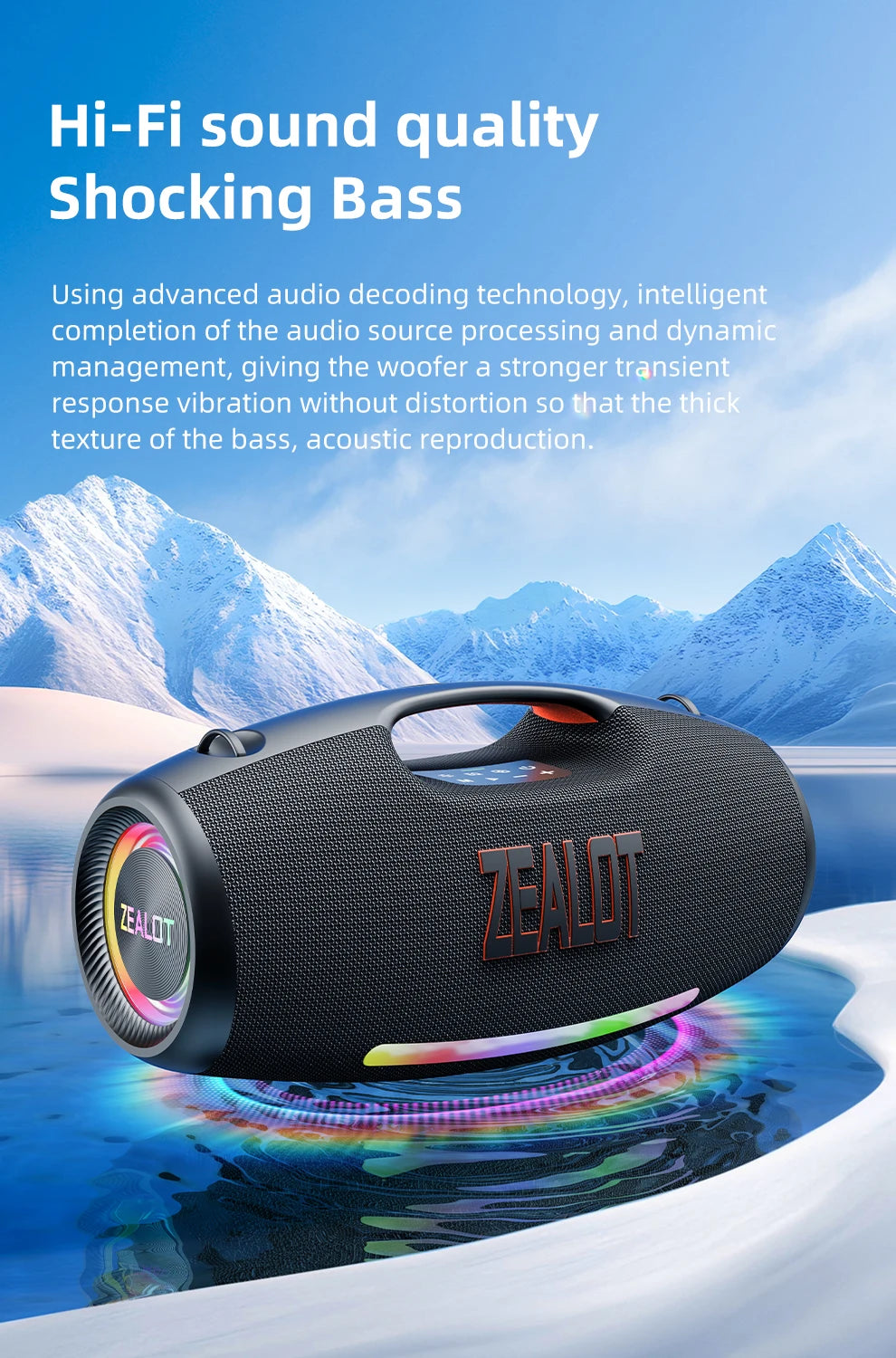 ZEALOT S89 250W Waterproof Portable Bluetooth Speaker with Deep Bass
