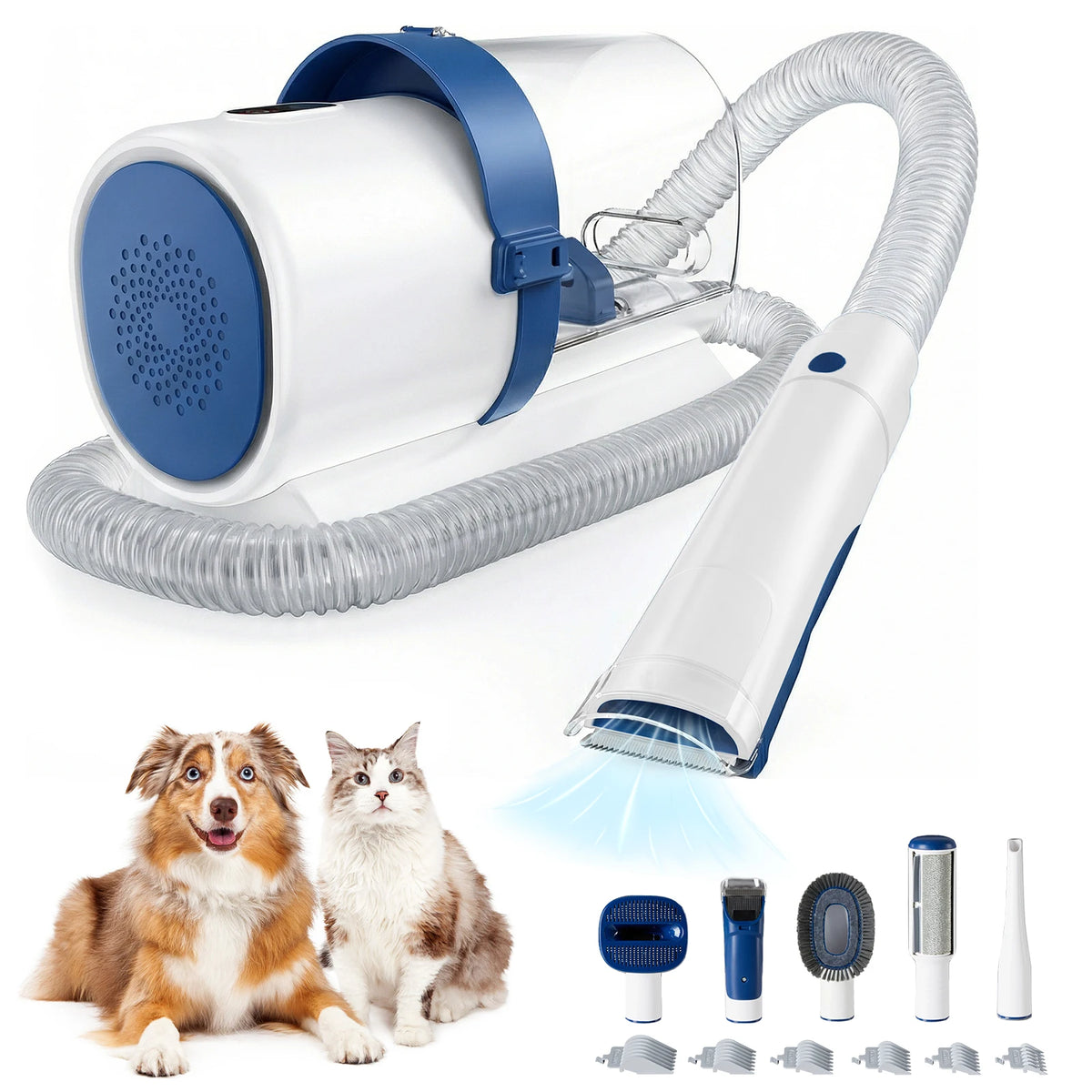 Professional Pet Grooming Vacuum Kit – 2.5L, 5 Tools, Low-Noise Clippers