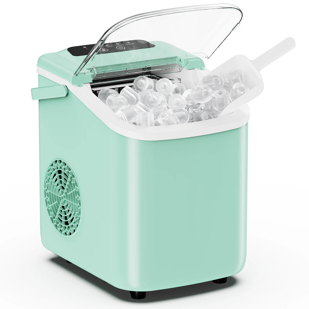 Compact Countertop Ice Maker with Scoop & Basket – 26.5 lbs/Day