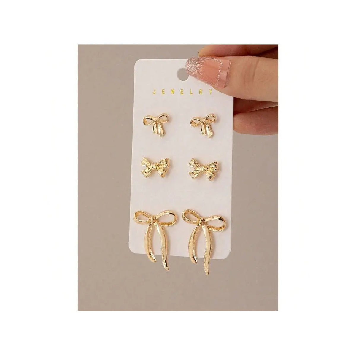 MoveX Gold Bow Stud Earrings Set – 3 Pairs