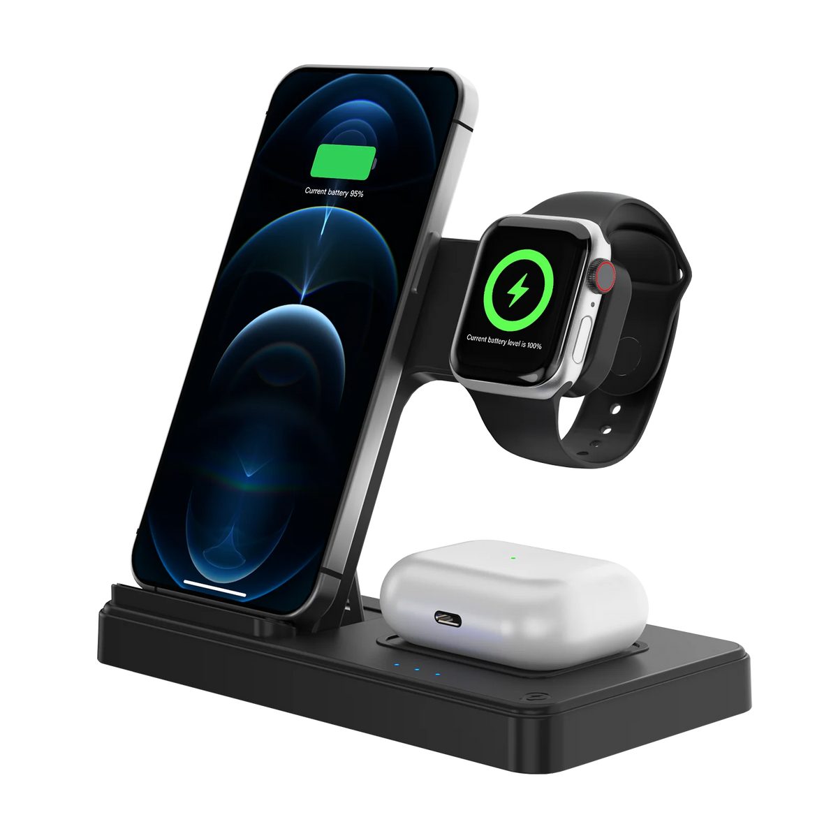 3-in-1 Foldable Magnetic Wireless Charging Station for iPhone, Watch & AirPods