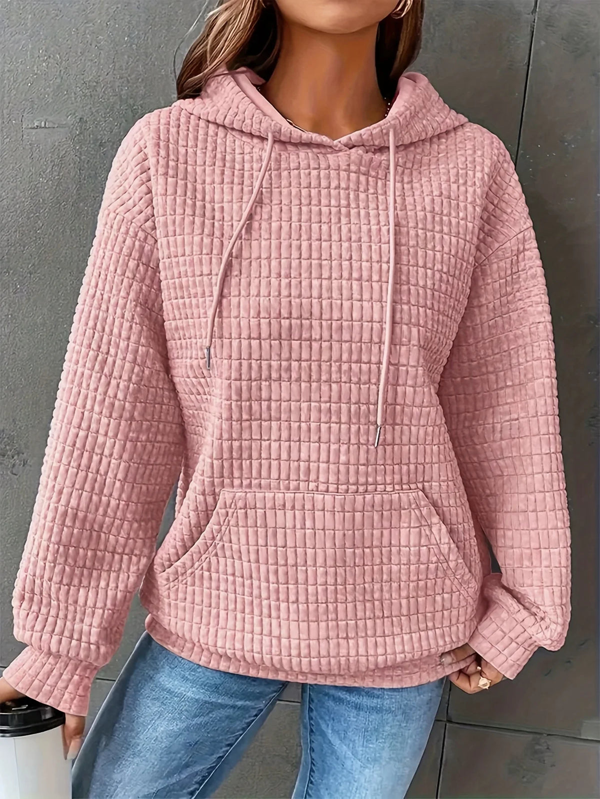 MoveX Women's Cropped Waffle-Knit Hoodie