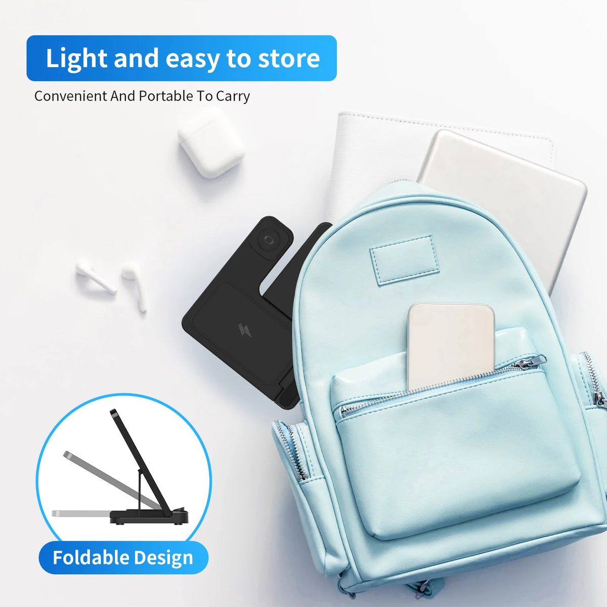 3-in-1 Foldable Magnetic Wireless Charging Station for iPhone, Watch & AirPods