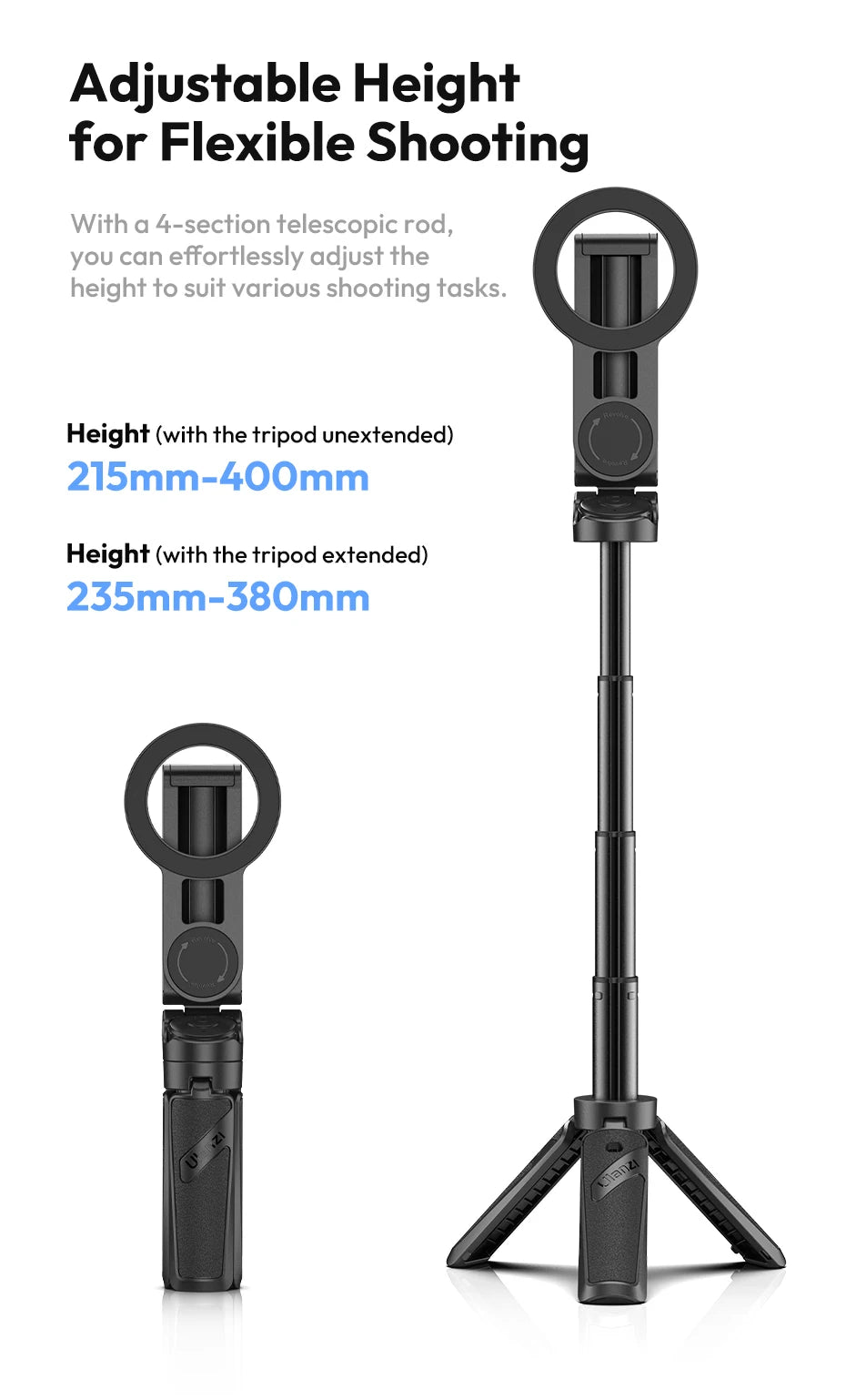 Ulanzi JJ03 Magnetic Phone Tripod & Selfie Stick with Remote