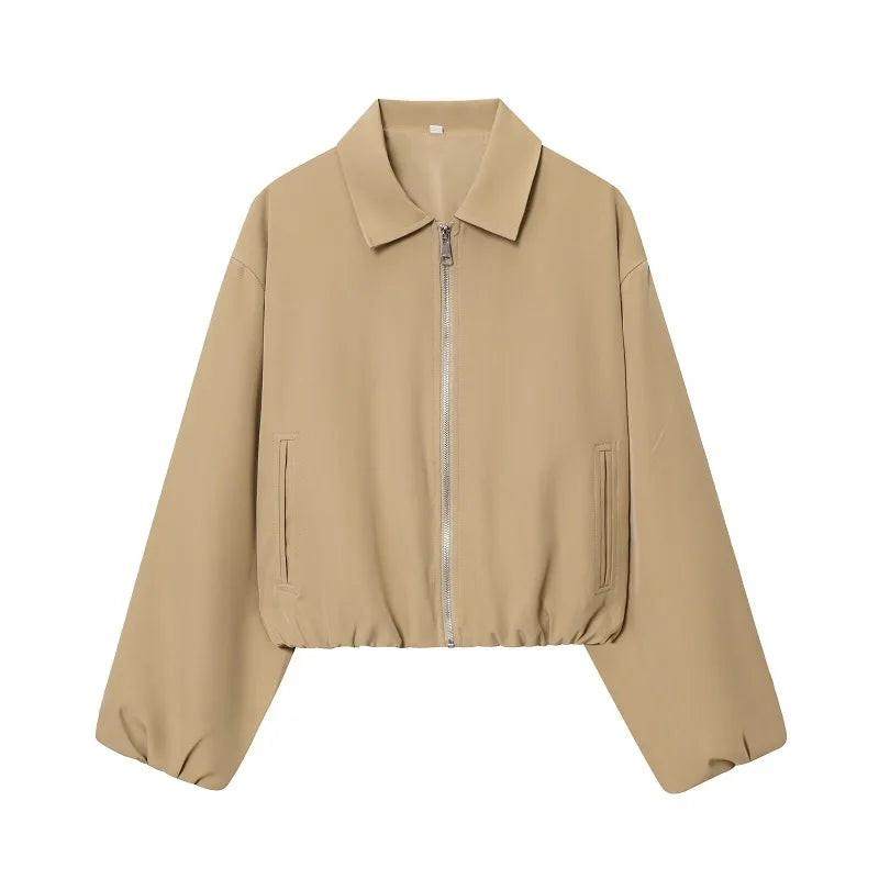 MoveX Women's Cropped Puffer Bomber Jacket