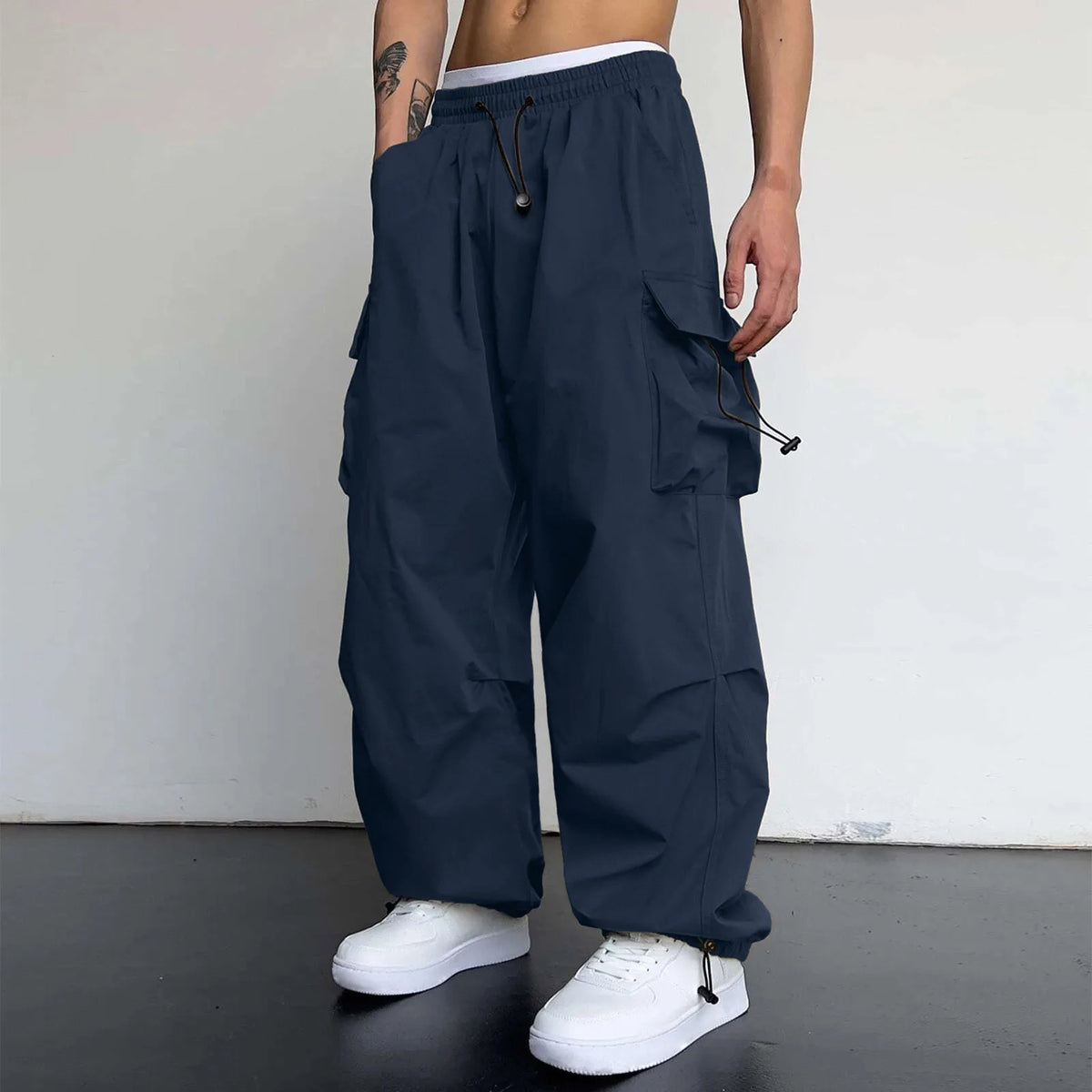 MoveX Y2K Wide-Leg Parachute Cargo Pants