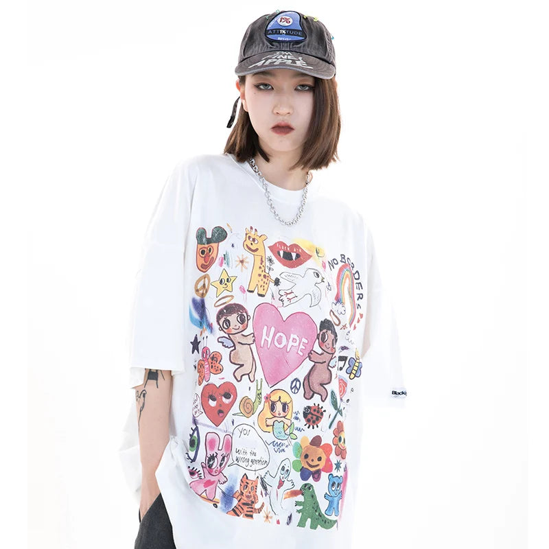 MoveX Harajuku Oversized Graphic Heavyweight Tee