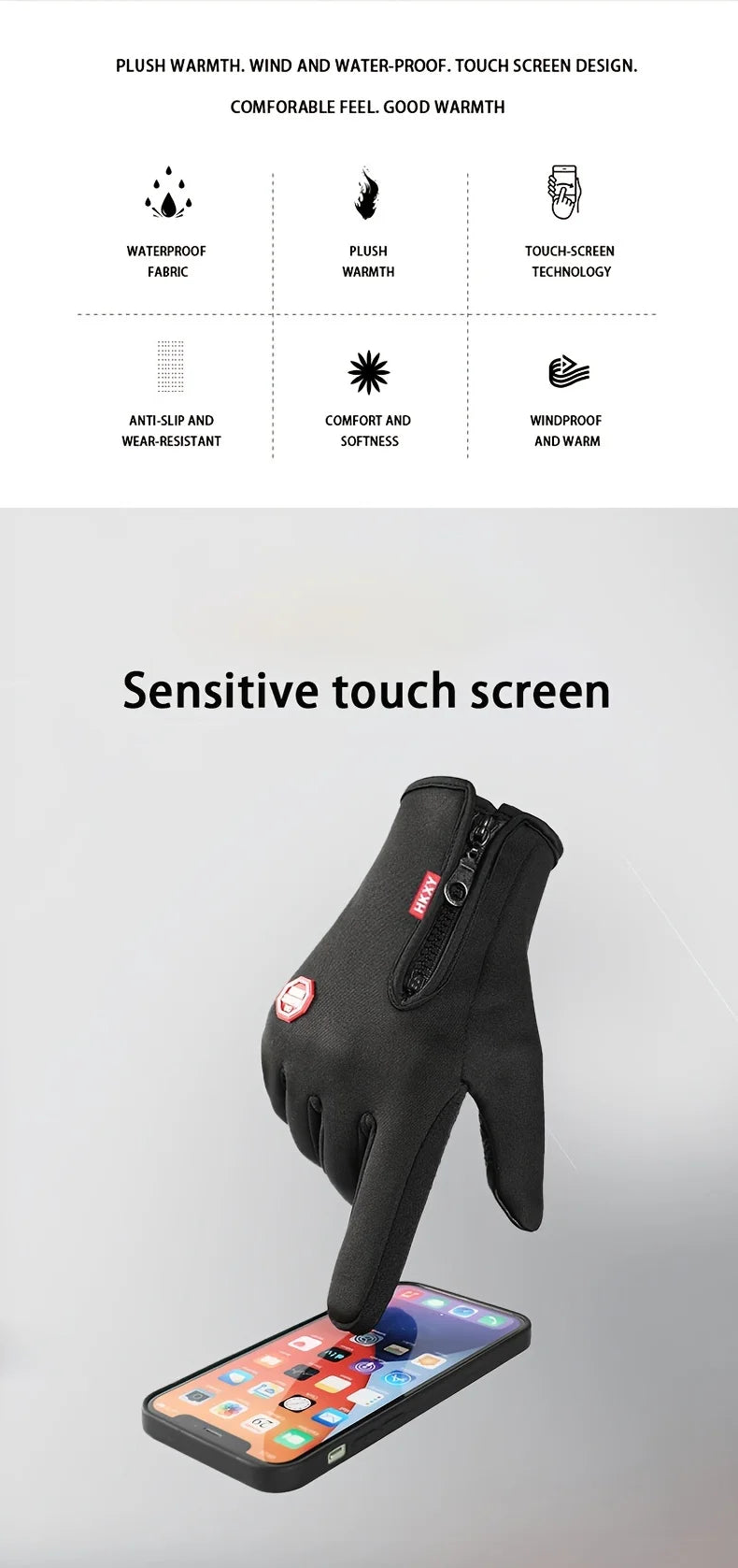 Touchscreen Winter Gloves – Windproof & Non-Slip