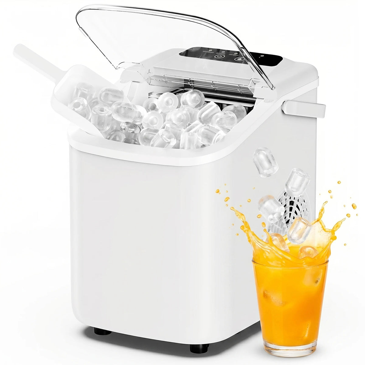 Compact Countertop Ice Maker with Scoop & Basket – 26.5 lbs/Day