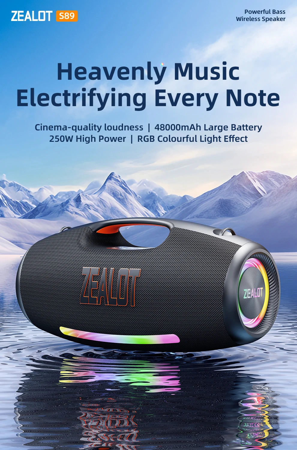 ZEALOT S89 250W Waterproof Portable Bluetooth Speaker with Deep Bass