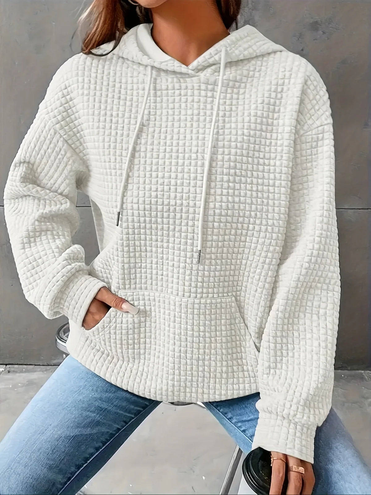 MoveX Women's Cropped Waffle-Knit Hoodie