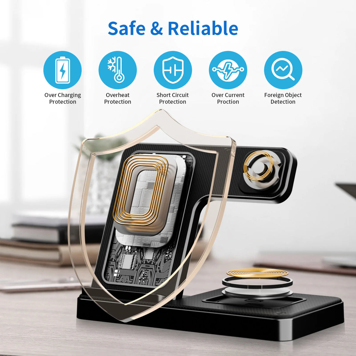 3-in-1 Foldable Magnetic Wireless Charging Station for iPhone, Watch & AirPods
