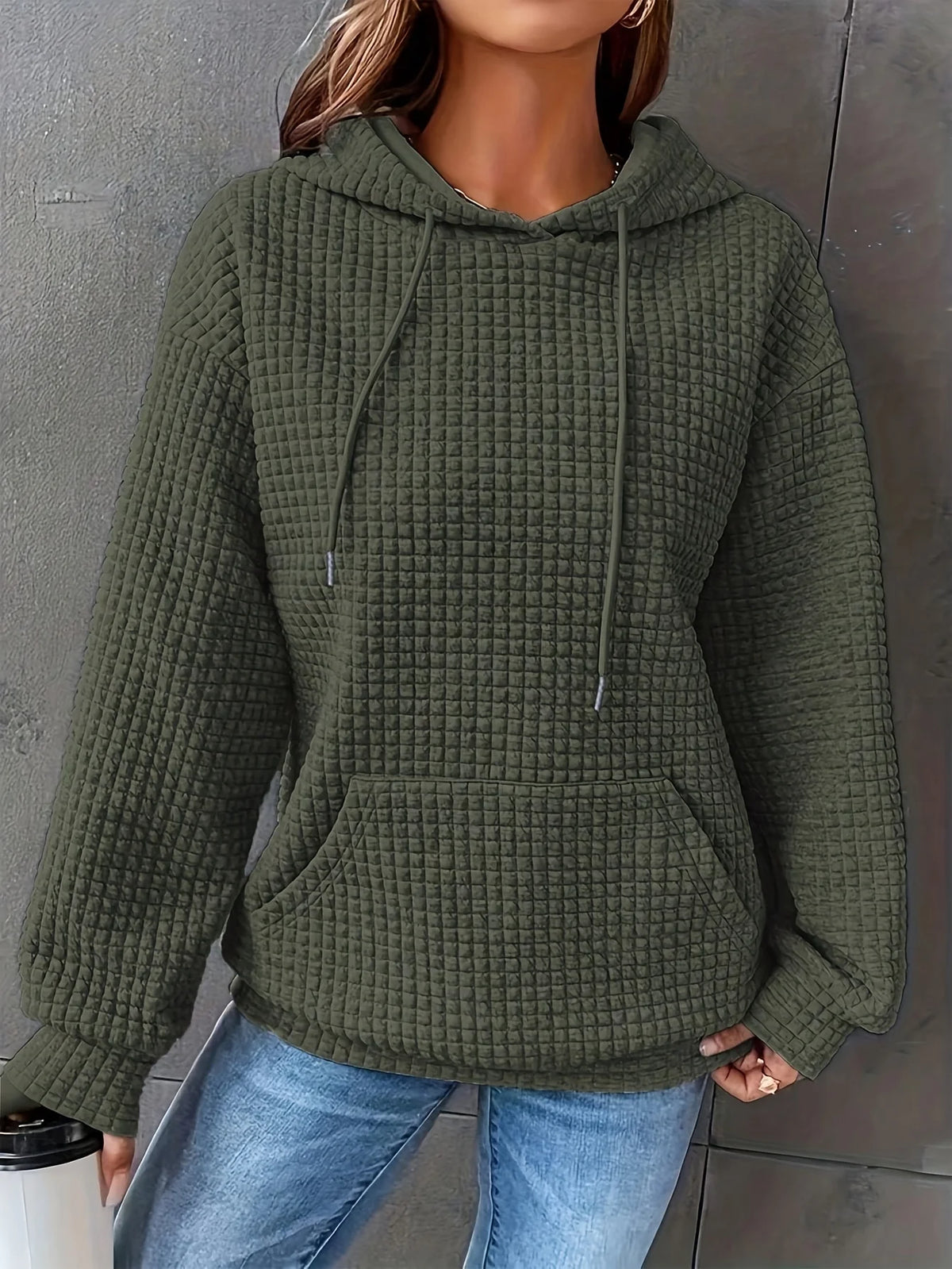MoveX Women's Cropped Waffle-Knit Hoodie